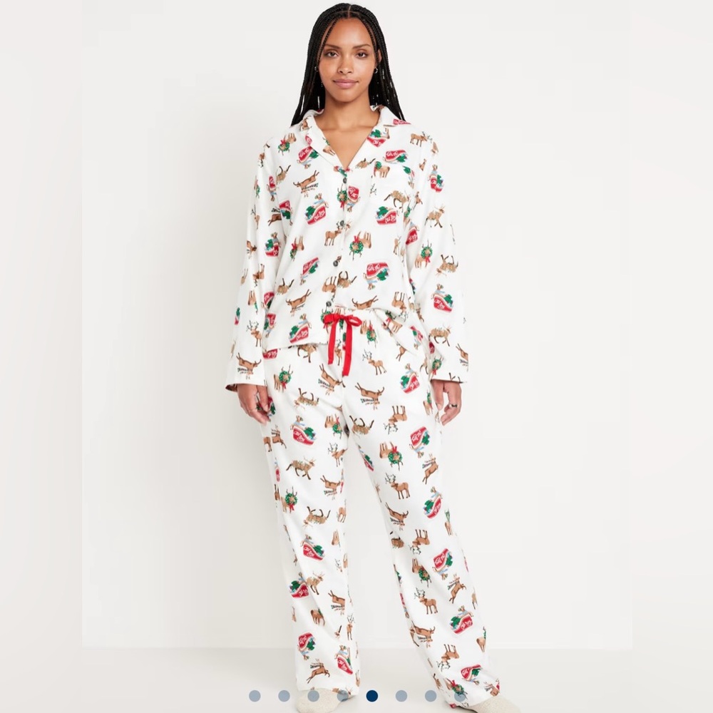New Old Navy flannel Christmas Festive Reindeer Print Pajama Set women’s 3X - Picture 3 of 9